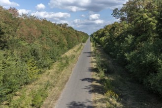 Cycle path on the former railway line of the Hambach open-cast mine, Elsdorf, North