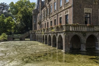 Paffendorf Castle with arcades on the moat, Paffendorf, North Rhine-Westphalia, Germany