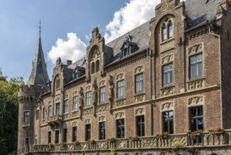 Castle façade with tower and decorations, Paffendorf, North Rhine-Westphalia, Germany