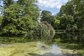 Park pond in Paffendorf Castle Park, Paffendorf, North Rhine-Westphalia, Germany
