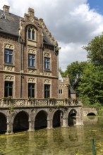 Castle façade with arcades and moat, Paffendorf, North Rhine-Westphalia, Germany
