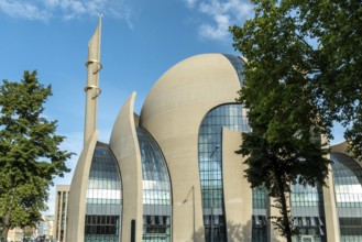 Minaret of the Cologne Mosque Close-up, Cologne, North Rhine-Westphalia, Germany
