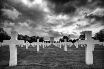 Gravestones, war graves, soldiers' graves, chapel, US-American military cemetery, Cimetière