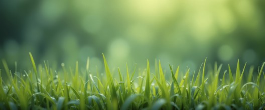Close-up shot of vibrant green grass with a blurred bokeh background, perfect for nature and