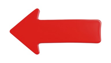 A vibrant red arrow pointing left on a clean white background. This graphic is ideal for