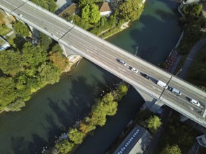 High bridge from above over the river Limmat, Baden, Canton, Aargau, Switzerland