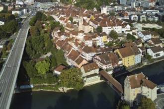 View of the old town with the parish church Maria Himmelfahrt, on the left the high bridge, in