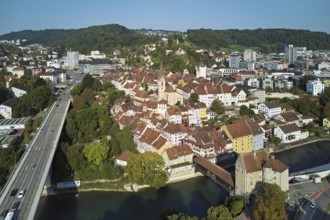 View of the old town with the parish church Maria Himmelfahrt, on the left the high bridge, behind