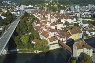 View of the old town with the parish church Maria Himmelfahrt, on the left the high bridge, behind