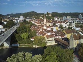 View of the old town with the parish church Maria Himmelfahrt, on the left the high bridge, behind
