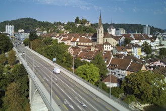 View of the old town with the parish church of Maria Himmelfahrt, in the foreground the high