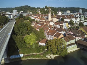 View of the old town with the parish church Maria Himmelfahrt, on the left the high bridge, behind