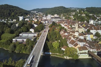 View of the old town with the parish church Maria Himmelfahrt, on the left the high bridge, behind