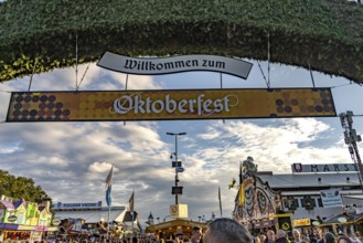 Welcome to the Oktoberfest 2024 sign in Munich, Bavaria, Germany