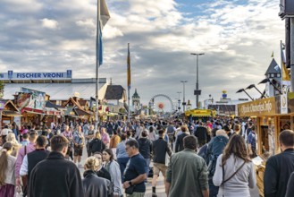 Visitors at the Oktoberfest 2024 in Munich, Bavaria, Germany