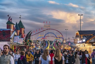 Olympic looping roller coaster at the Oktoberfest 2024 in Munich, Bavaria, Germany