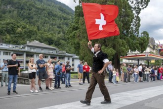 National Day flag wavers, Interlaken, Switzerland