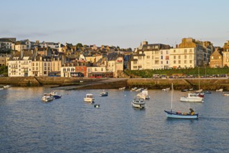 Ships and boats in the harbour Port du Rosmeur in Douarnenez, Finistère, Brittany, France