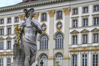 Statue of Hermes or Mercurius in the park of Nymphenburg Palace in Munich, Bavaria, Germany
