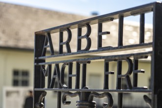 Tor tor at Dachau concentration camp with inscription Arbeit macht frei, Dachau Concentration Camp
