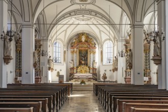 Interior of the parish church of St Jakob in Dachau, Bavaria, Germany