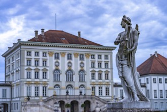 Statue of Apollo with kithara in the park of Nymphenburg Palace in Munich, Bavaria, Germany