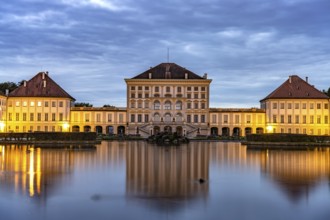 Nymphenburg Palace at dusk, Munich, Bavaria, Germany