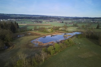 Pond from above behind the Lindenberg, Merenschwand, Freiamt, Canton, Aargau, Switzerland