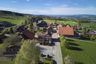 View of the village, behind the Lindenberg, Geltwil, Freiamt, Canton, Aargau, Switzerland