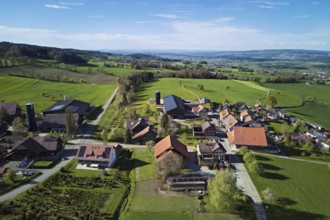 View of the village, at the back left the Lindenberg, Geltwil, Freiamt, Canton, Aargau, Switzerland
