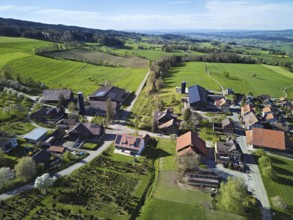 View of the village, at the back left the Lindenberg, Geltwil, Freiamt, Canton, Aargau, Switzerland