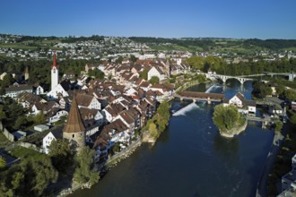 Old town with the Catholic Church of St. Nicholas, the tower of the Muri- Amthof and the witches'