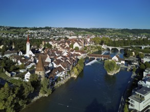 Old town with the Catholic Church of St. Nicholas, the tower of the Muri- Amthof and the witches'