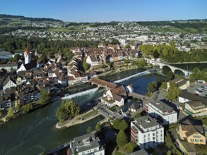 Old town with the Catholic Church of St Nicholas and the tower of the Muri- Amthof, in the