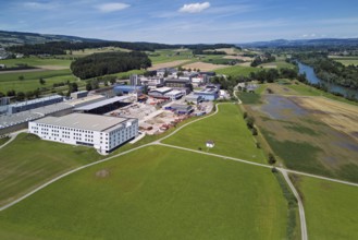 Industrial area, right of the river Reuss, Sins, Freiamt, Canton Aargau, Switzerland