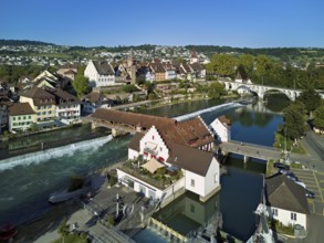 Old town with the tower of the Muri- Amthof, in the foreground the weir and the museum