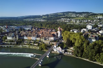 Old town with the Catholic Church of St. Nicholas and the tower of the Muri- Amthof, in the