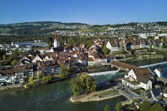 Old town with the Catholic Church of St Nicholas and the tower of the Muri- Amthof, in the