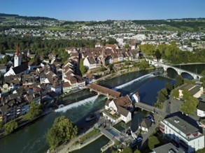 Old town with the Catholic Church of St Nicholas and the tower of the Muri- Amthof, in the