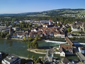 Old town with the Catholic church of St Nicholas and the witches' tower and the tower of the Muri-