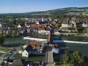 Old town with the Catholic Church of St Nicholas and the tower of the Muri- Amthof, in the