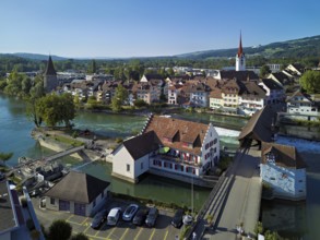 Old town with the Catholic Church of St Nicholas and the Witches' Tower, in the foreground the