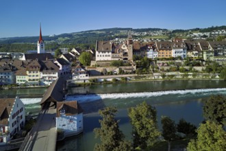Old town with the Catholic Church of St Nicholas and the tower of the Muri- Amthof, in the