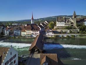 Old town with the Catholic Church of St Nicholas and the tower of the Muri- Amthof, in the