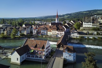 Old town with the Catholic Church of St Nicholas and the Witches' Tower, in the foreground the