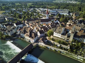 Old town with the Catholic Church of St Nicholas and the tower of the Muri- Amthof, in the