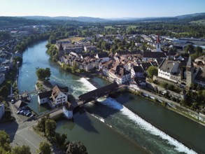 Old town with the Catholic Church of St Nicholas and the tower of the Muri- Amthof, in the