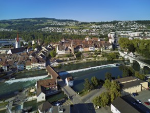 Old town with the Catholic Church of St Nicholas and the tower of the Muri- Amthof, in the
