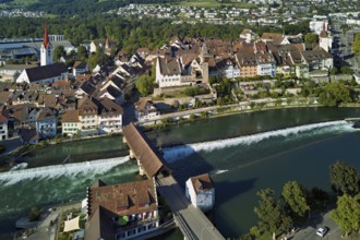 Old town with the Catholic Church of St Nicholas and the tower of the Muri- Amthof, in the