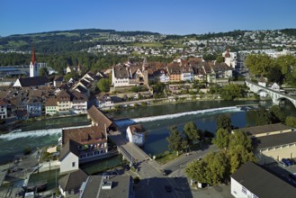 Old town with the Catholic Church of St Nicholas and the tower of the Muri- Amthof, in the